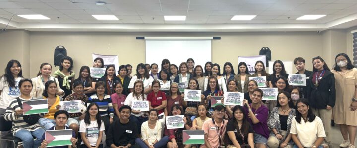 Community leaders, young women, student leaders stand with Palestine
